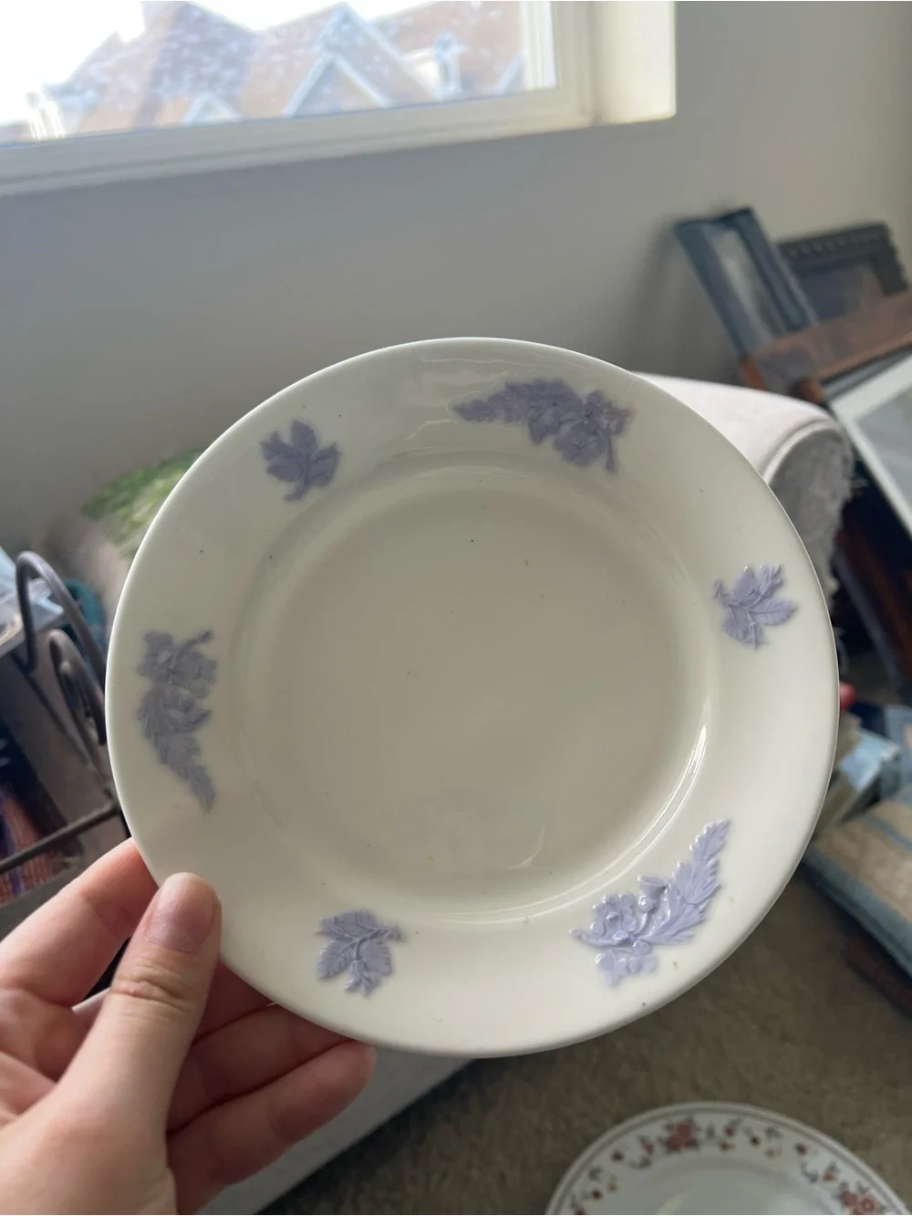 Lilac Floral Porcelain Soup Plate - Elegant Home Dining **Small Crack**